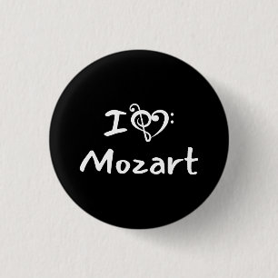 Jag älskar hjärta Mozart Klassisk Musik Svart Text Knapp
