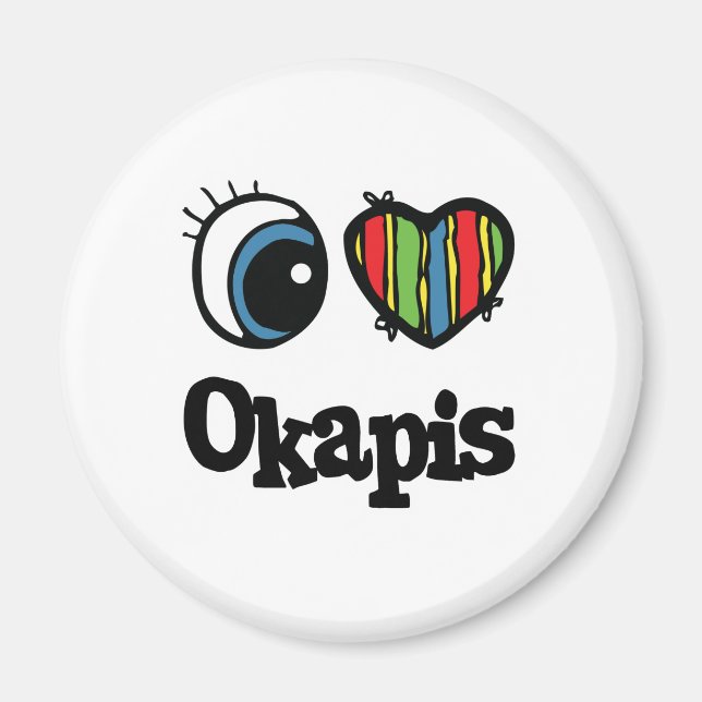 Jag älskar (Hjärta) Okapier Magnet (Framsidan)