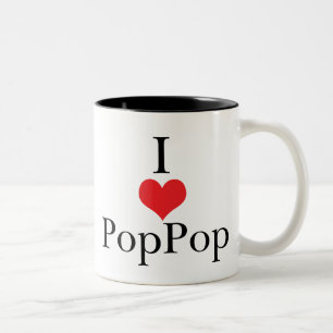 Jag älskar (hjärta) PopPop Två-Tonad Mugg