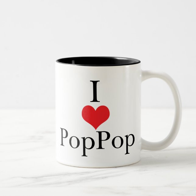 Jag älskar (hjärta) PopPop Två-Tonad Mugg (Höger)