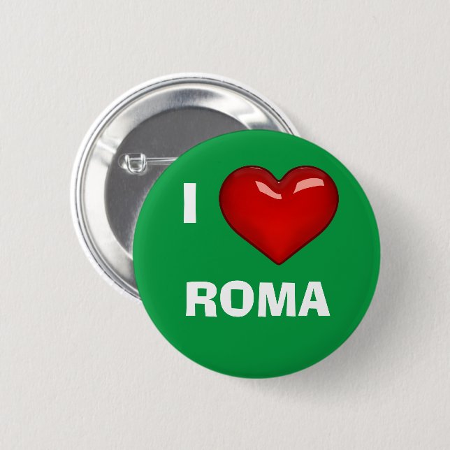 JAG ÄLSKAR (HJÄRTA) ROMA redigerbar Knapp (Framsida & baksida)