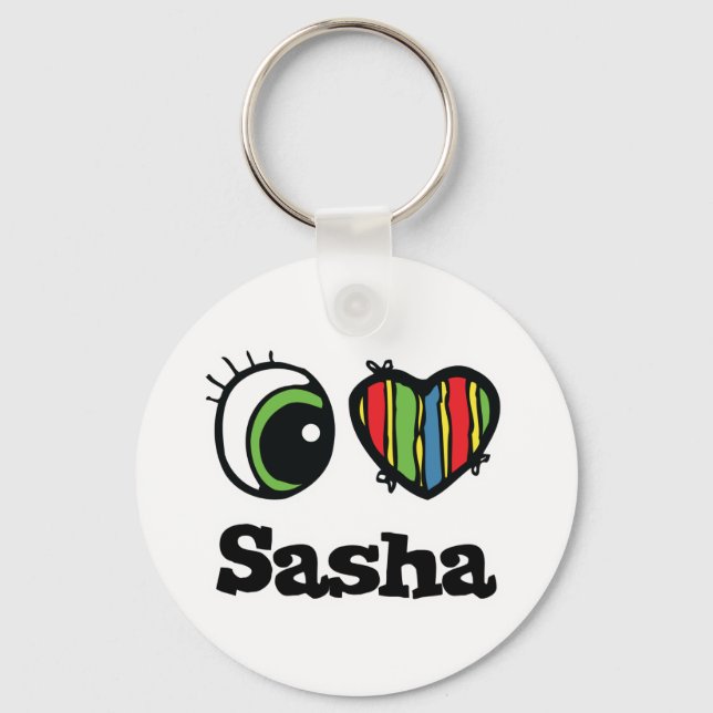 Jag älskar (Hjärta) Sasha Nyckelring (Framsida)