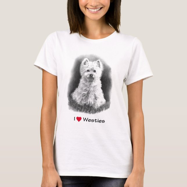 Jag älskar (hjärta) Westies: Rita teckningen Tee (Framsida)