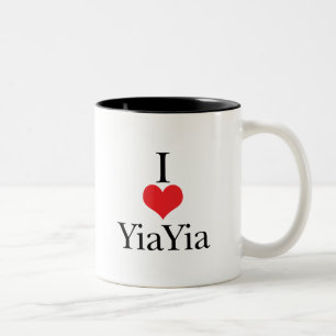 Jag älskar (hjärta) YiaYia Två-Tonad Mugg