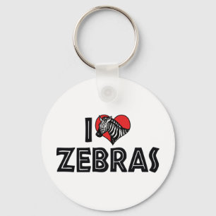 Jag älskar hjärta zebror - Zebra Älskare Nyckelring