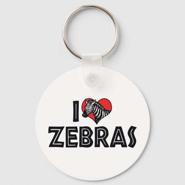 Jag älskar hjärta zebror - Zebra Älskare Nyckelring (Framsida)