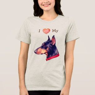 Jag älskar hjärtat min dobermann pinscher t shirt