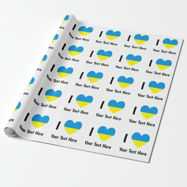Jag älskar (Hjärtats ukrainska flagga) Personlig t Presentpapper (Utrullad)