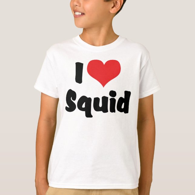 Jag älskar hjärtbläckfisk tee shirt (Framsida)