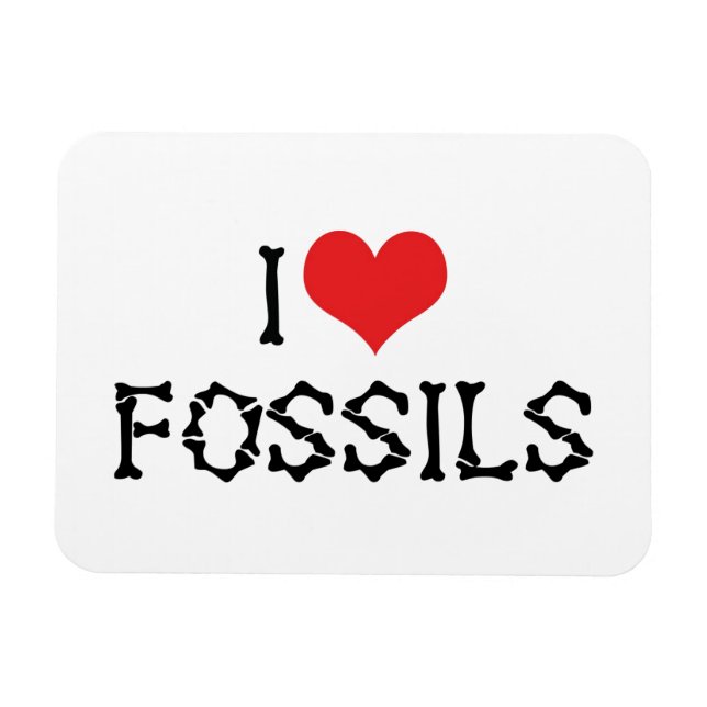 Jag älskar hjärtfossiler - paleontologi fossiljäga magnet (Horisontell)