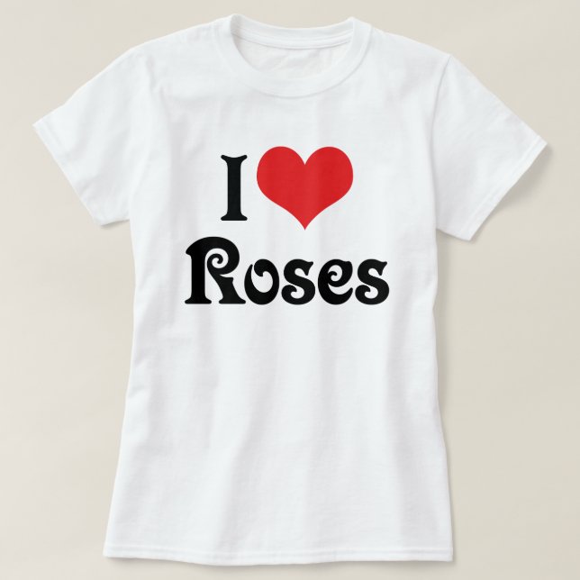 Jag älskar hjärtröda rosor - Blomsterträdgårdsentu Tee Shirt (Design framsida)