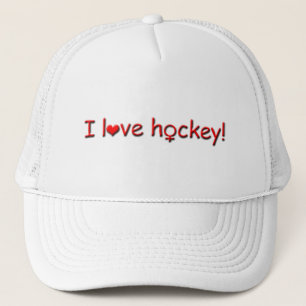 Jag älskar hockey-kvinnligt truckerkeps