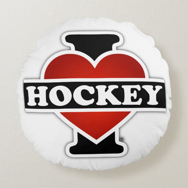 Jag älskar hockey rund kudde (Framsidan)