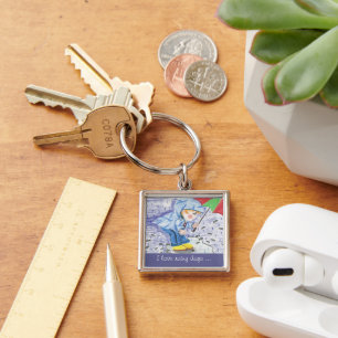 Jag älskar högvärdig keychain för regniga daga fyrkantig silverfärgad nyckelring