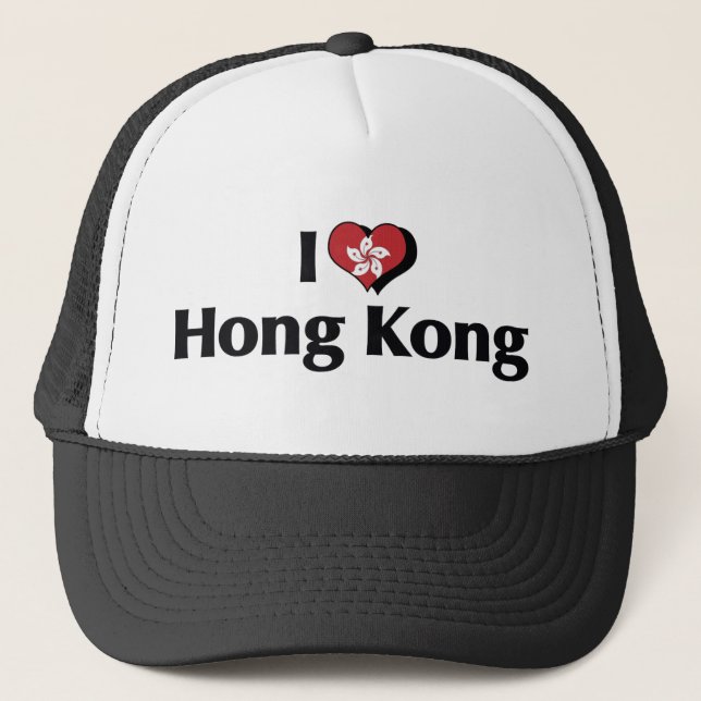 Jag älskar Hong Kong Flagga Truckerkeps (Framsida)