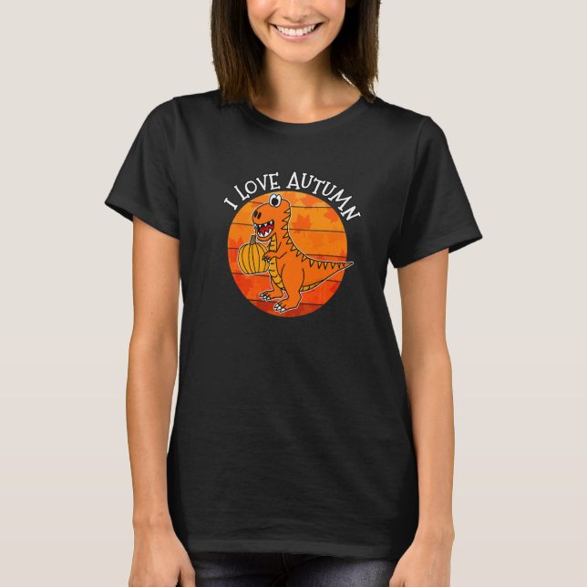 Jag älskar höstens dinosaurie höst Rex höst 2022 T Shirt (Framsida)