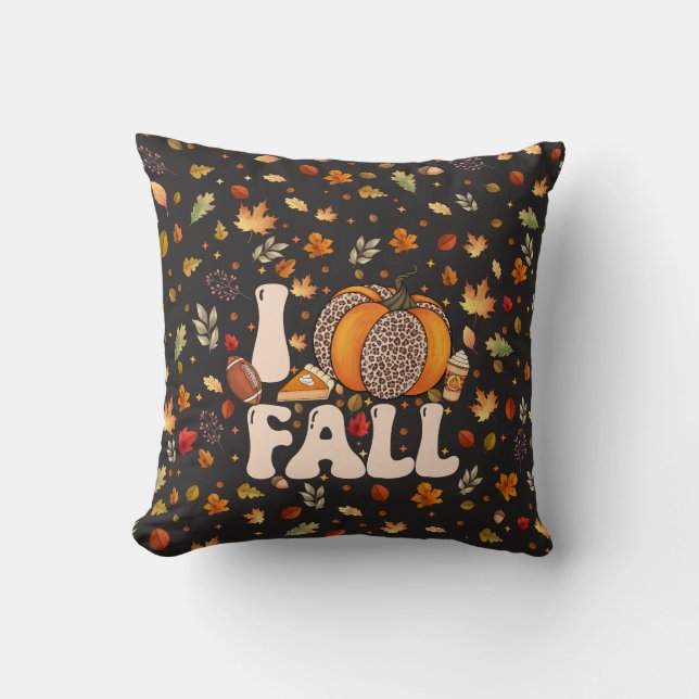 Jag älskar höstens orange pumpamönster kudde (Framsida)