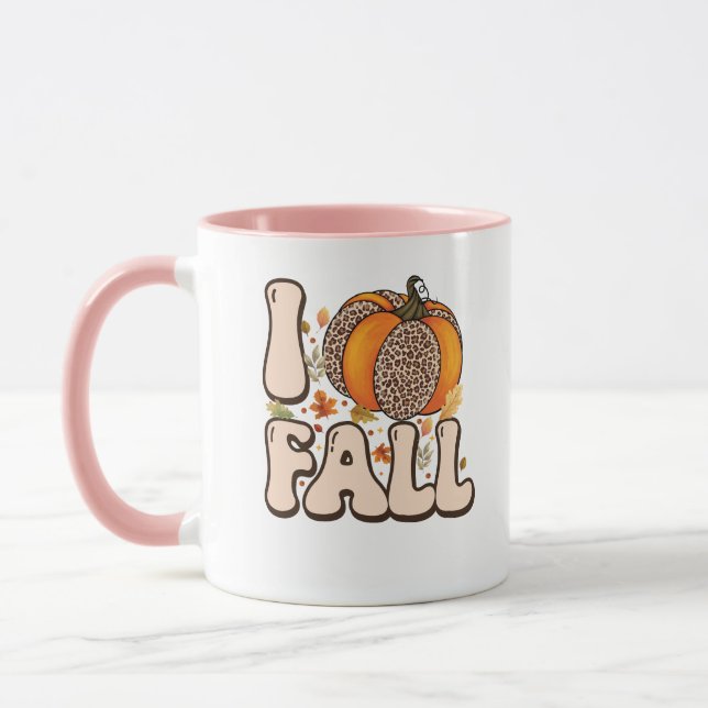 Jag älskar höstens orange pumpamuster mugg (Vänster)