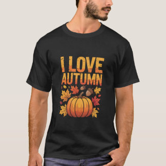 Jag älskar höstens pumpa ekollon löv t shirt