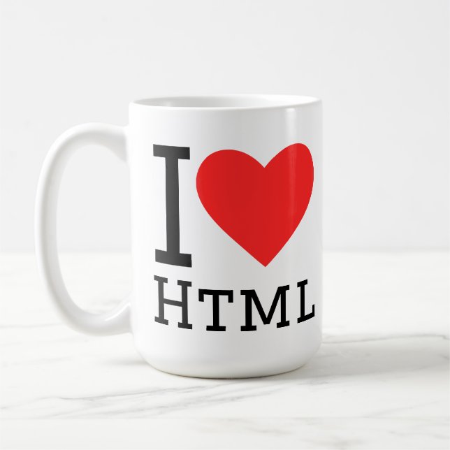 Jag älskar html kaffemugg (Vänster)