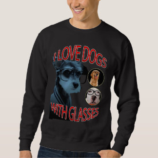 Jag älskar hundar med glasögon lång ärmad tröja