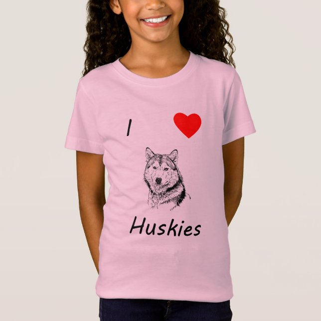 Jag älskar Huskies Tee Shirt (Framsida)