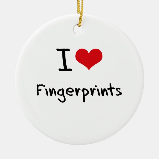Jag älskar identifierar med fingeravtryck julgransprydnad keramik (Framsidan)