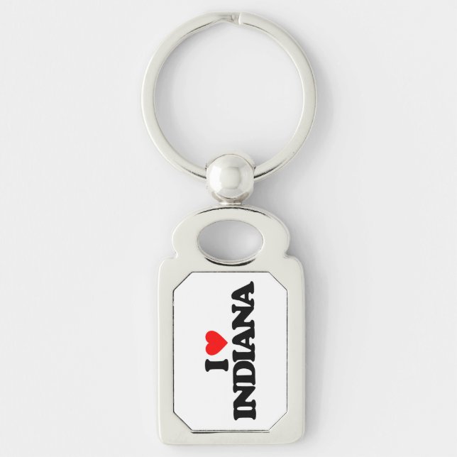 JAG ÄLSKAR INDIANA REKTANGULÄRT SILVERFÄRGAD NYCKELRING (Framsidan)