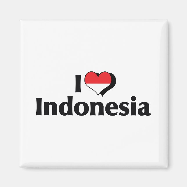 Jag älskar Indonesiens flagga Magnet (Framsidan)