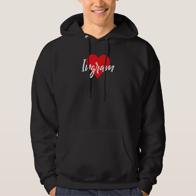 Jag älskar Ingram förnamn  Kärlek Hjärta Hoodie (Framsida)