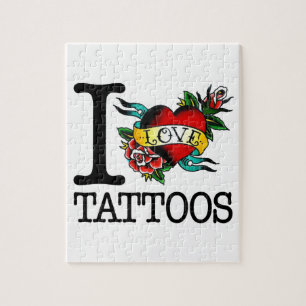 jag älskar inked tat-design för tatueringar pussel