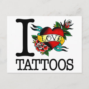 jag älskar inked tat-design för tatueringar vykort