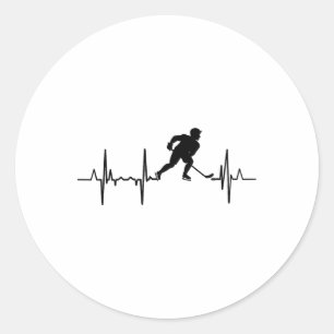 Jag älskar inlinehockey kardiogram  runt klistermärke