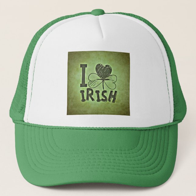 Jag älskar Irish Shamrock St. Patrick's Day Keps (Framsida)