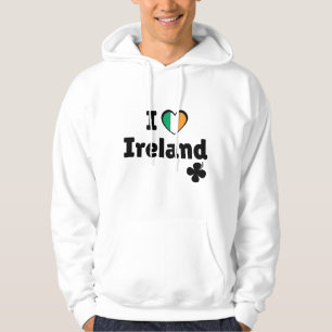 Jag älskar Irland Irländsk flagga hjärta & Shamroc Hoodie
