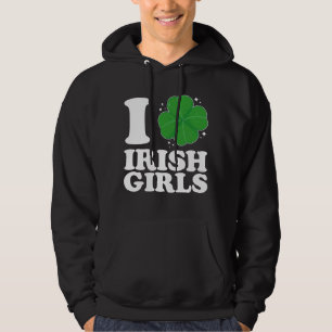 Jag älskar irländska flickor Shamrock-hjärta St Pa Hoodie