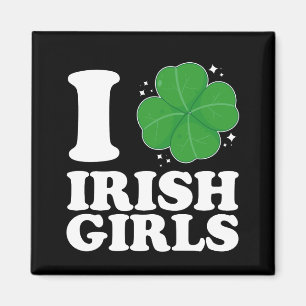 Jag älskar irländska flickor Shamrock-hjärta St Pa Magnet