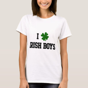 Jag älskar irländska pojkar, grön ShamrockT-tr T Shirt