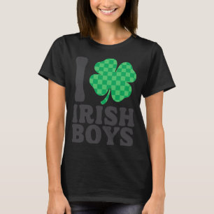 Jag älskar irländska pojkar Roligt Shamrock St Pat T Shirt