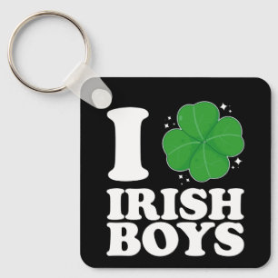 Jag älskar irländska pojkar Shamrock-hjärta St Pat Nyckelring
