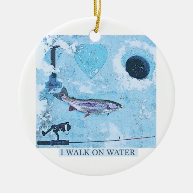 Jag älskar isfiske julgransprydnad keramik (Framsidan)