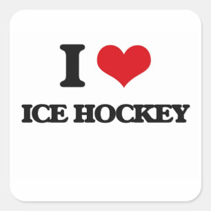 Jag älskar ishockey fyrkantigt klistermärke