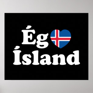 Jag älskar Island [Ég Elska Ísland] Isländska Poster