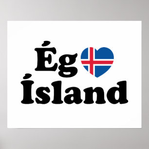 Jag älskar Island [Ég Elska Ísland] Isländska Poster