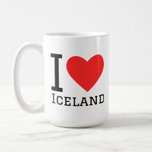 Jag älskar Island fyrkantig dekal Kaffemugg