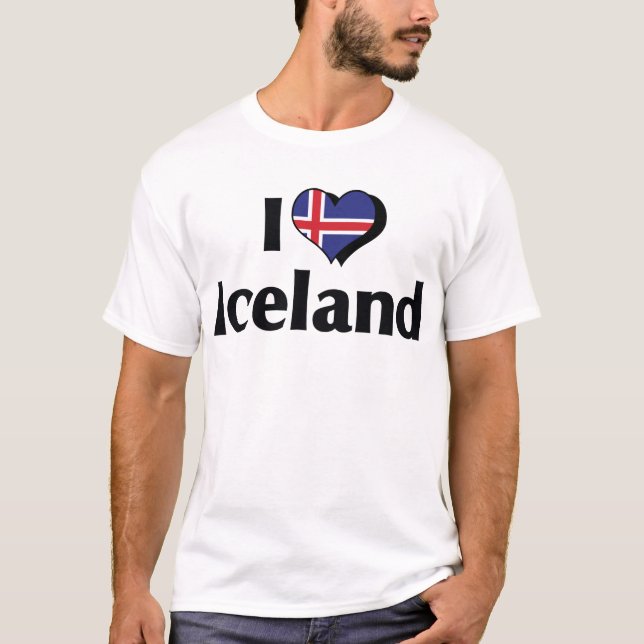 Jag älskar Islands flagga T Shirt (Framsida)