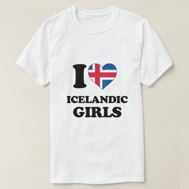 Jag älskar isländska flickor t shirt (Design framsida)