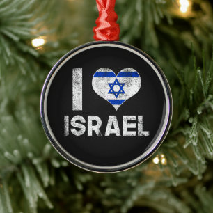 Jag älskar Israel Julgransprydnad Metall