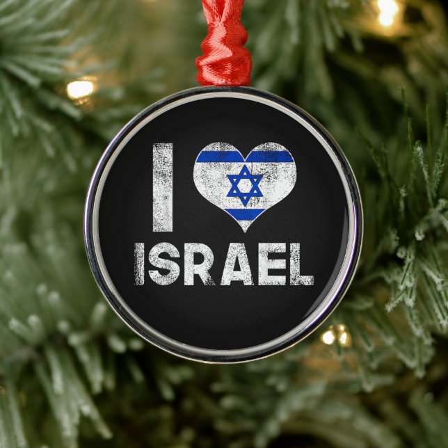 Jag älskar Israel Julgransprydnad Metall (Träd)