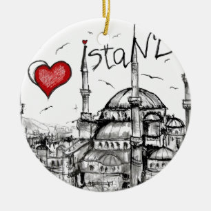Jag älskar Istanbul Julgransprydnad Keramik